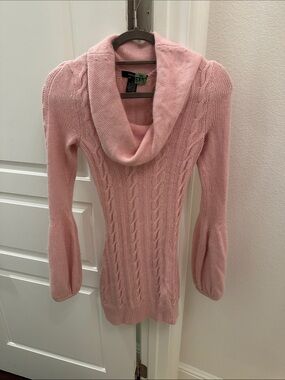 Arden B Pink Cable Knit Cowl Neck Sweater